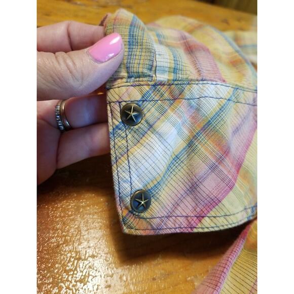 VTG Roper Shirt Women Medium Orange Long Sleeve Retro Western Pearl Snap - Picture 8 of 11